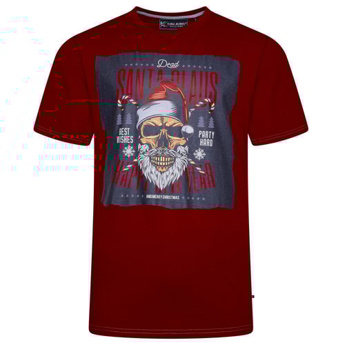 KAM Dead Santa Printed Christmas T-Shirt Red
